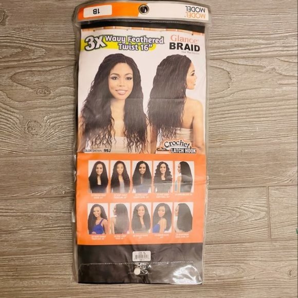 ModelModel Synthetic Hair Crochet Braids Glance 3X Wavy Feathered Twist 1b wig - Picture 2 of 6